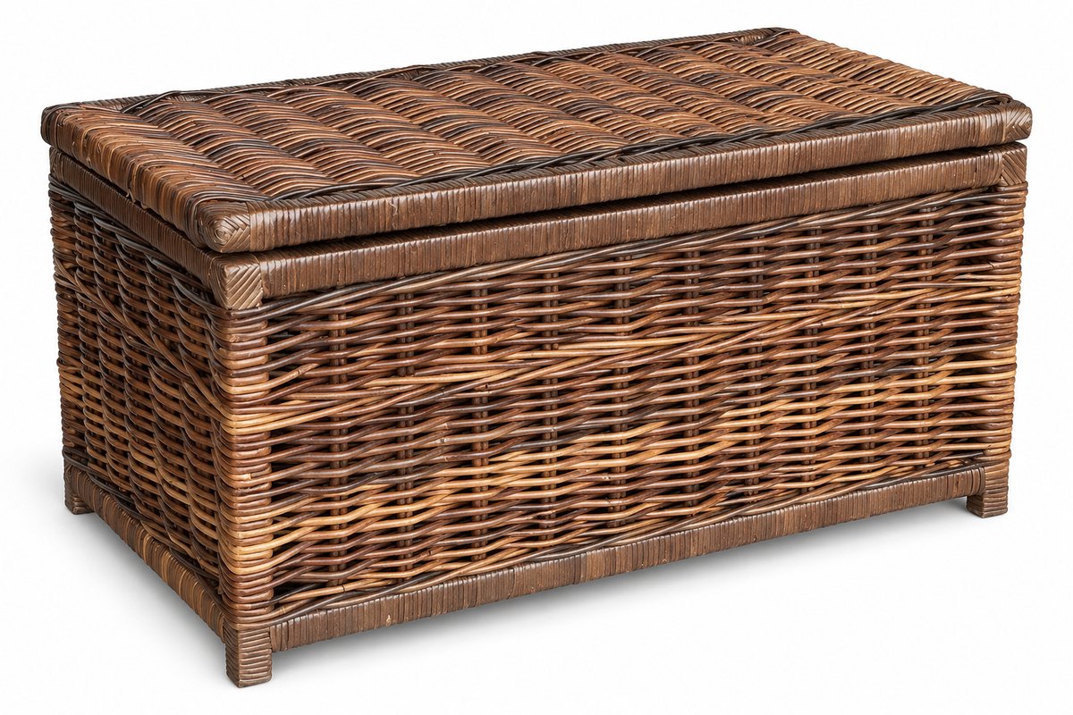 Rotan Opbergmand Max Antiek - 75x40xH40 cm - Met Deksel