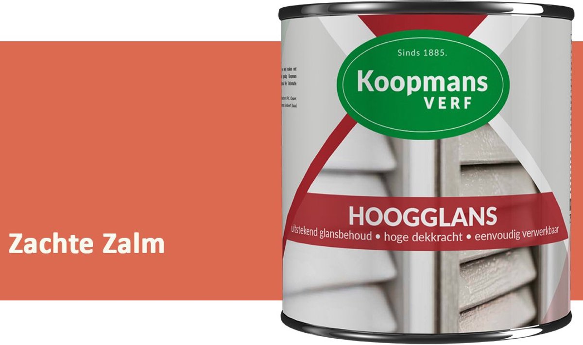 Koopmans Hoogglans Lakverf Binnen & Buiten – Voor Hout en Metaal – Krasvast – Hoge Dekkracht – Kozijnen, Deuren & Meubels – Zachte Zalm – 750 ml
