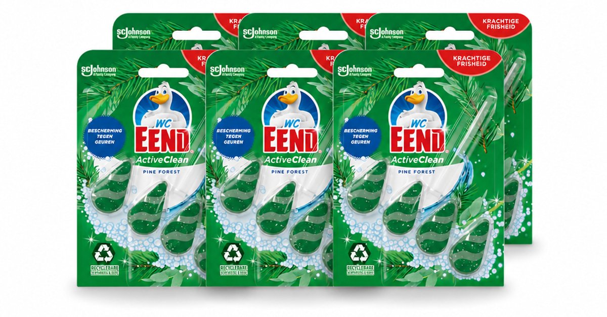 6 x WC Eend - Active Clean Pine Forest - Toiletblok - 1 Toiletblok - Voordeelverpakking - 6 stuks