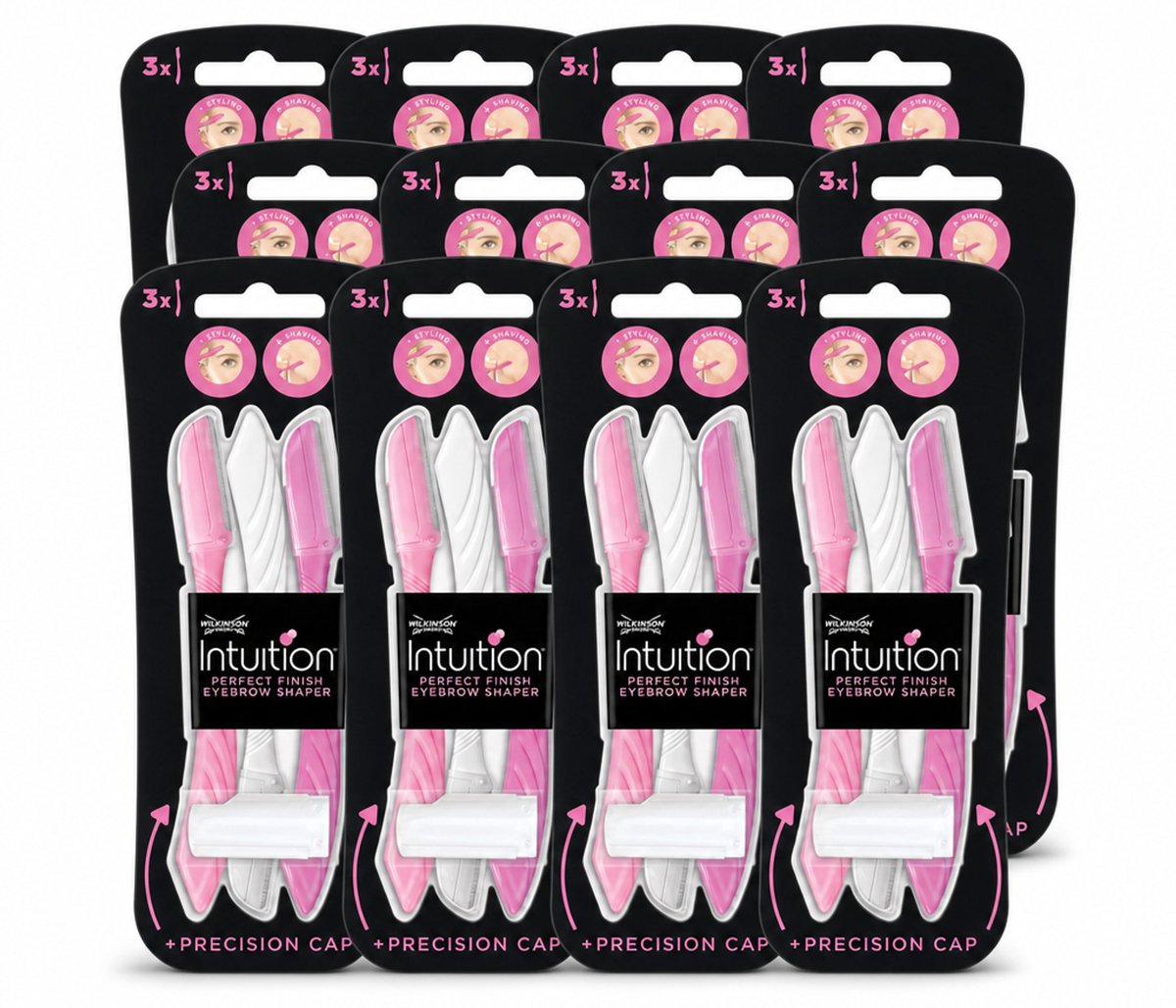 12 x Wilkinson Intuition - Navulmesjes - Wenkbrauw Shaper - Precisie - 3 mesjes - Voordeelverpakking - 12 stuks