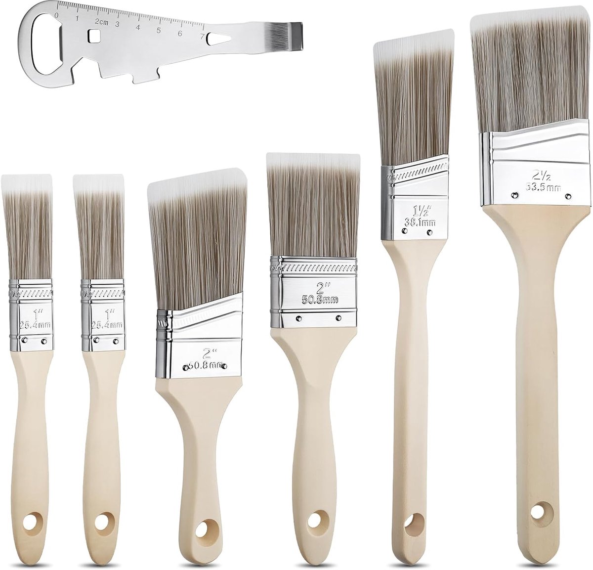 7-delige schilderspenseelset Lasurpenseel lakpenseel 25mm 38mm 50mm 64mm penseelset schildersbenodigdheden lakpenseel voor lakken professionele penselen klaarlak hout schilderen penseelset schilderen