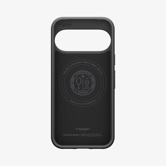 Binnenkant van een zwart Spigen Liquid Air MagFit hoesje voor Google Pixel 11 Pro XL.