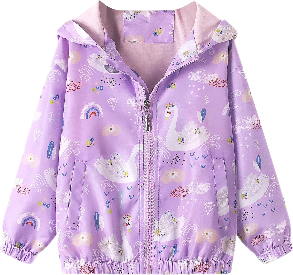 Meisjes Hooded Uitloper Kinderen Windjack Waterdicht Winddicht Lange Mouwen Zonnebrandcrème Anticondens Regenjas Kleding Ritssluiting Lichtgewicht Zacht Dun Leeftijd 1-7 Jaar