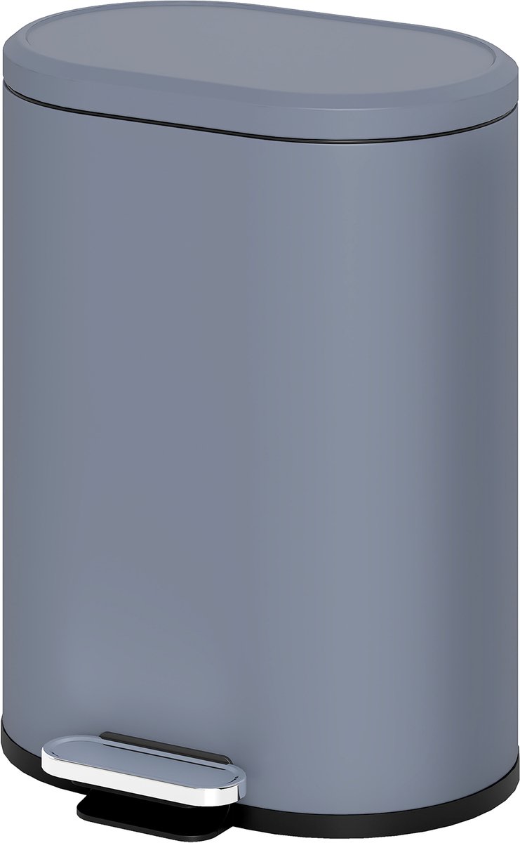 Keukenafvalbak 6 l - metalen pedaalafvalbak met binnenemmer - deksel met soft-close - 24,5 x 21,5 x 29,5 cm - grijs