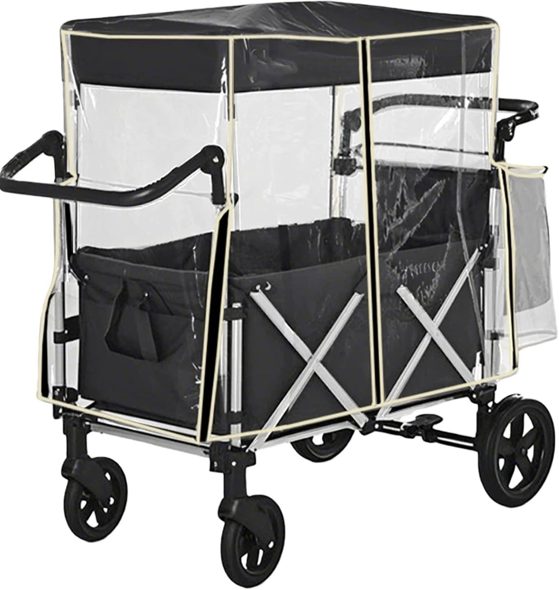 bolderkar, regenbescherming, regenhoes, transparant, waterdicht, met ritssluiting, bolderkar-accessoire voor opvouwbare handwagen