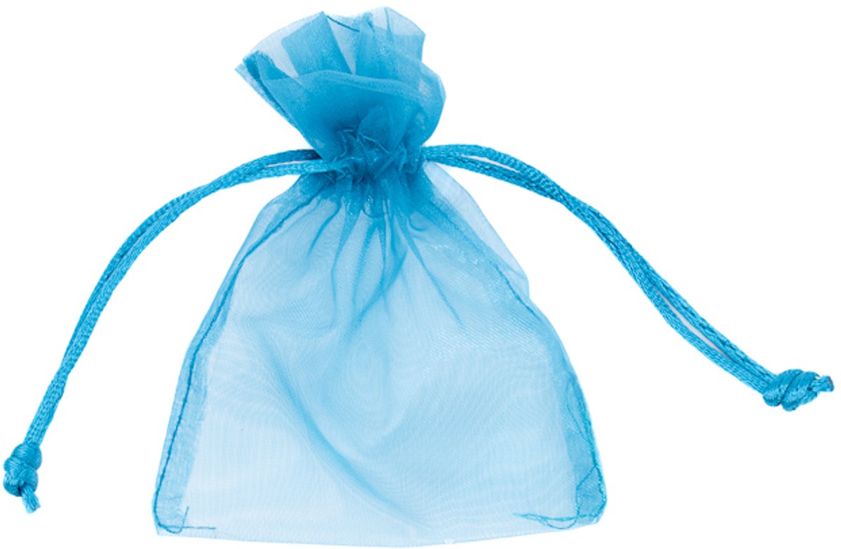 Organza zakjes - cadeauzakje - 7,5 x 10 cm - blauw - 10 stuks