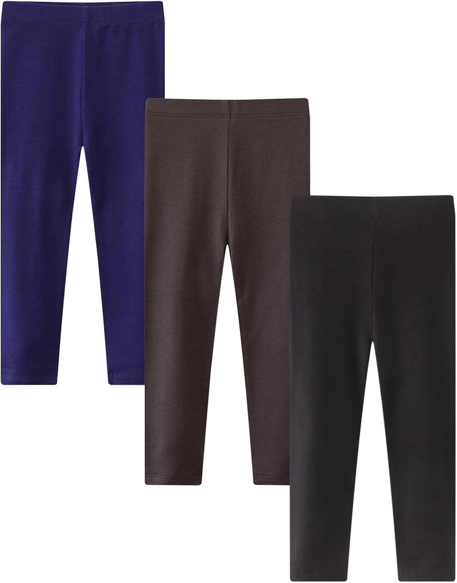 Leggings voor meisjes, set van 3, katoen, lang, elastisch, effen, van 6 maanden tot 6 jaar