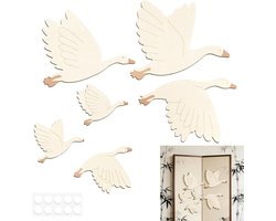 nuluxi 6 stuks kinderkamer decoratie zwaan wanddecoratie, boho stijl wanddecoratie set kinderen knutselsets kinderen knutselset hout doe-het-zelf zwaan muursticker hout kinderkamer decoratie