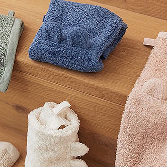 Jollein - Baby Washandje Badstof Ears (Jeans Blue) - Katoen - Baby Washand, Washandjes -16x70cm — afbeelding 3