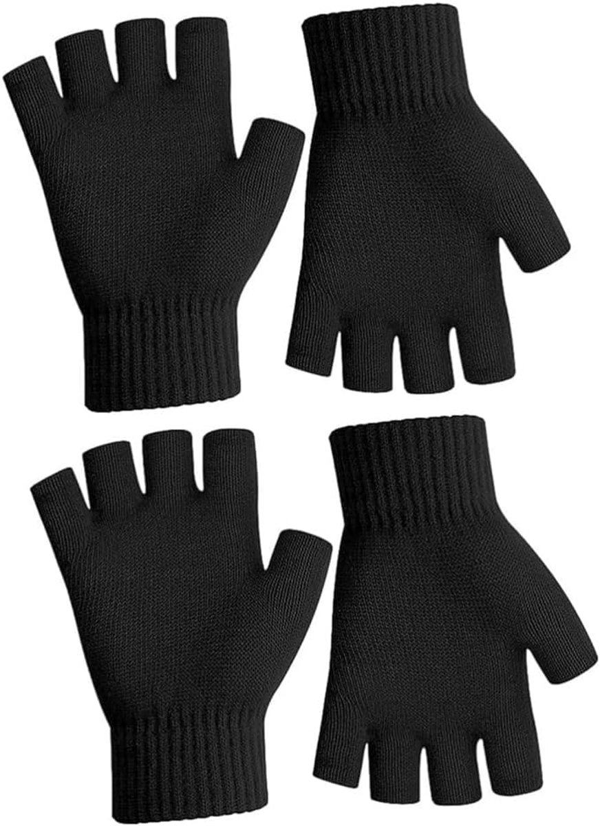 Handschoenen, herfst en winter vingerloze handschoenen, halve vingerhandschoenen, universele maat vingerloze handschoenen, kinderen mannen vrouwen, zwart, 18 * 10 cm