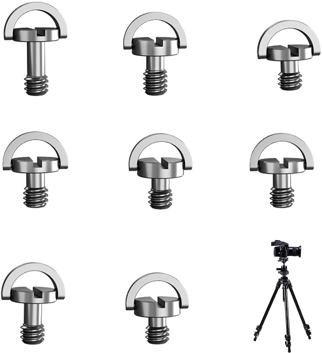 Schroeven voor camera met D-ring, schroefdraad 1/4 inch van roestvrij staal, gekarteld, met handgreep, voor camera-accessoires en microfoonhouders