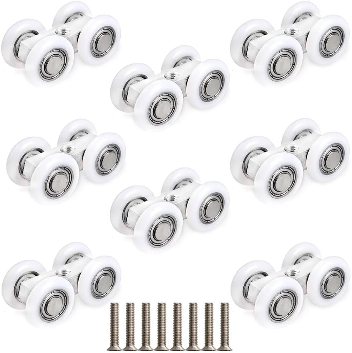 Douchecabine wieltjes - Wit - 42 x 21,5 mm - Aluminium en Kunststof Schuifdeurrollen - Voor Douchecabines en Schuifdeuren