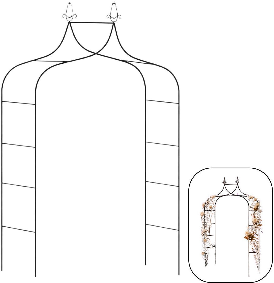 Ceruzo Rozenboog 255 cm – Metalen Tuinboog – Klimhulp – Feestboog - Donkergroen