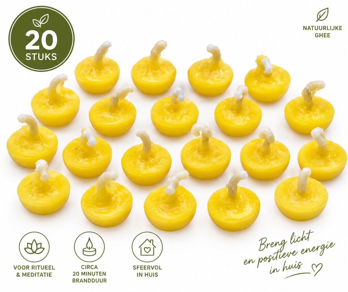 Authentieke Ghee kaarsjes - 20 stuks