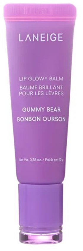 LANEIGE Lip Glowy Balm Gummy Bear. Paarse tube met lipglowy balm in Gummy Bear smaak.