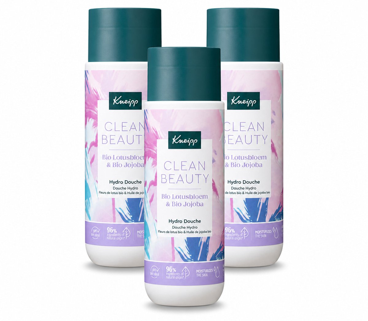 3 x Kneipp - Douchegel - Clean Beauty - Lotus & Jojoba - 200 ml - Voordeelverpakking - 3 stuks