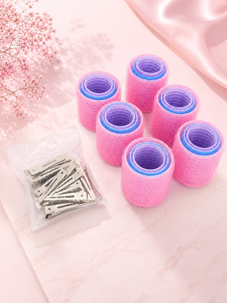 ZoeZo Krulspelden 18 Stuks – Zelfklevende Haarrollers – Kleefrollers – Heatless Curls – Krullen Zonder Hitte – Incl 18 Haarklemmen