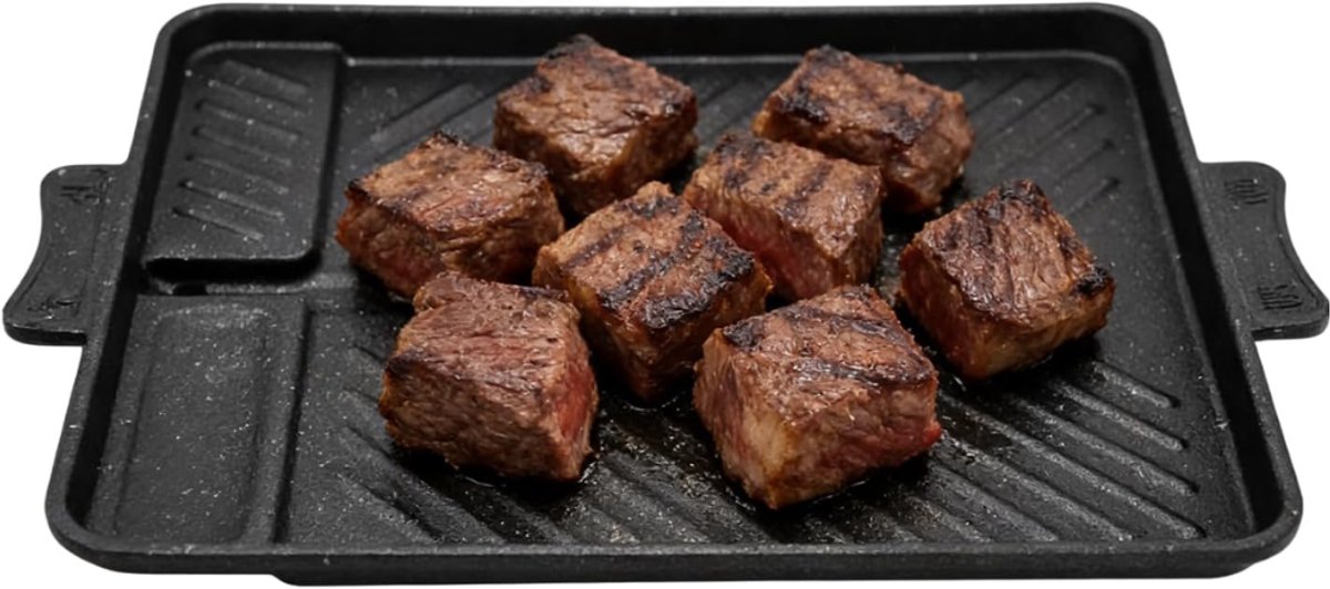 DYVNS® Grillplaat Inductie en Oven - Bakplaat Gietijzer - Anti-aanbak - 37 x 26 cm