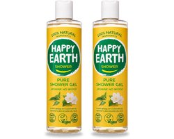 Happy Earth 2 x – Douchegel – 100% Natuurlijk Jasmine Ho Wood – 300 ml - - 2 - 2 stuks