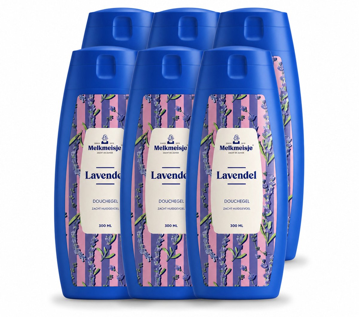 6 x Melkmeisje – Douchegel – Lavendel – Zacht Huidgevoel – 300 ml - Voordeelverpakking - 6 stuks