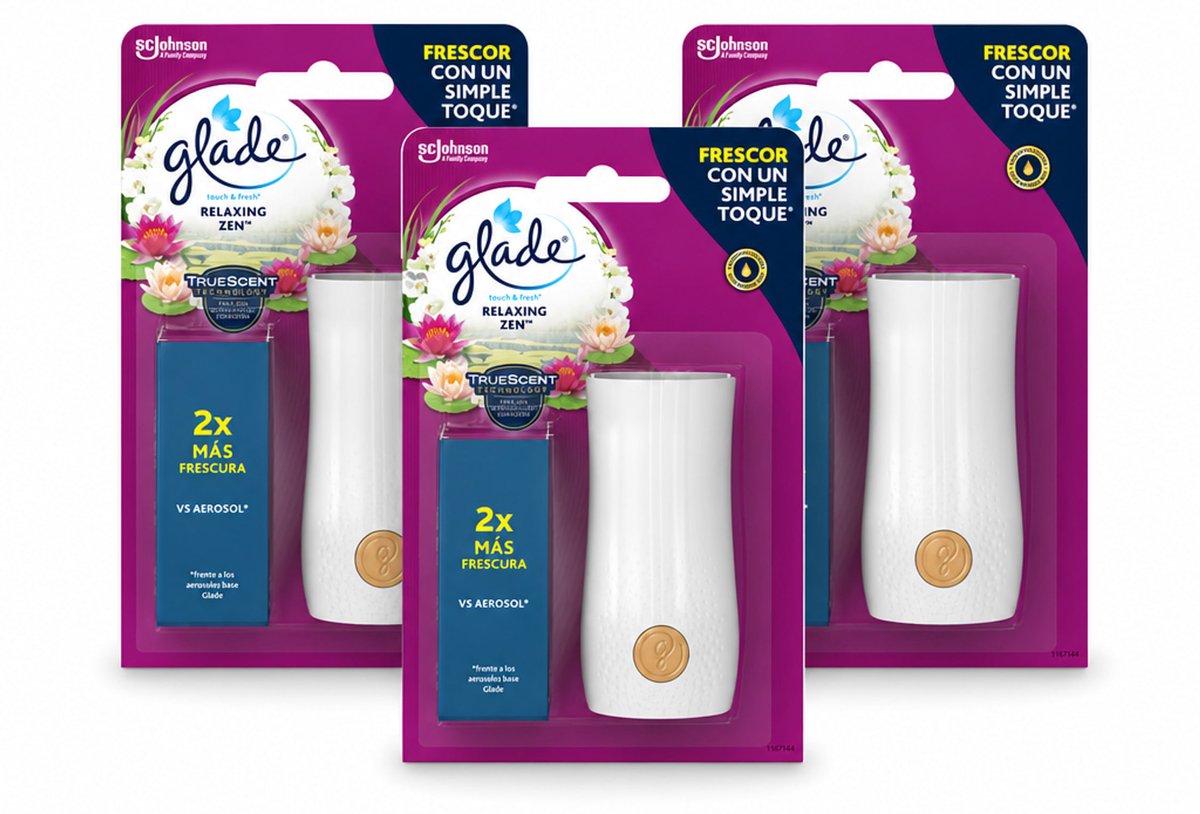 3 x Glade - Touch & Fresh - Relaxing Zen - 10 ml - Bulkverpakking - 3 stuks