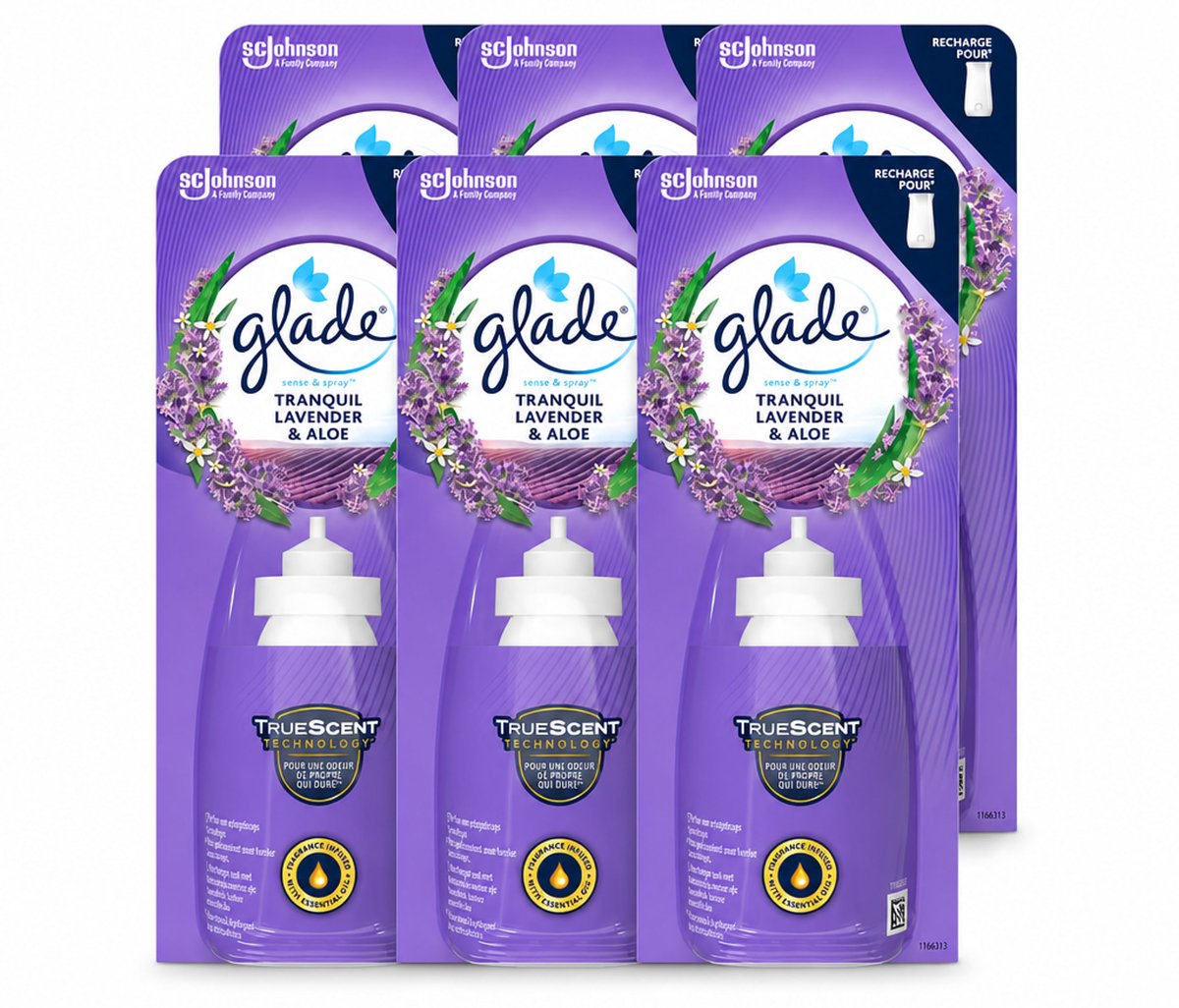 6 x Glade - Sense & Spray Navulling - Tranquil Lavender & Aloë - 18 ml - Voordeelverpakking - 6 stuks
