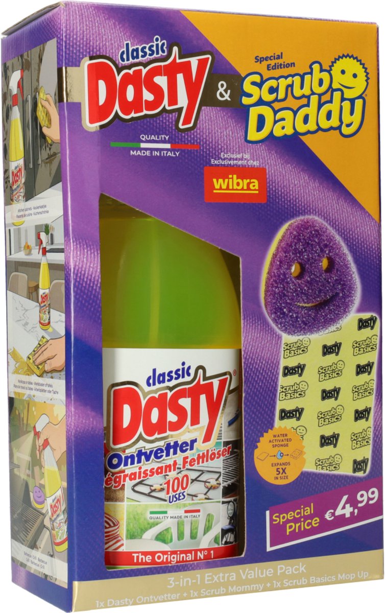 Dasty en Scrub Daddy - Schoonmaakset - Ontvetter 1 liter en Scrub Mommy