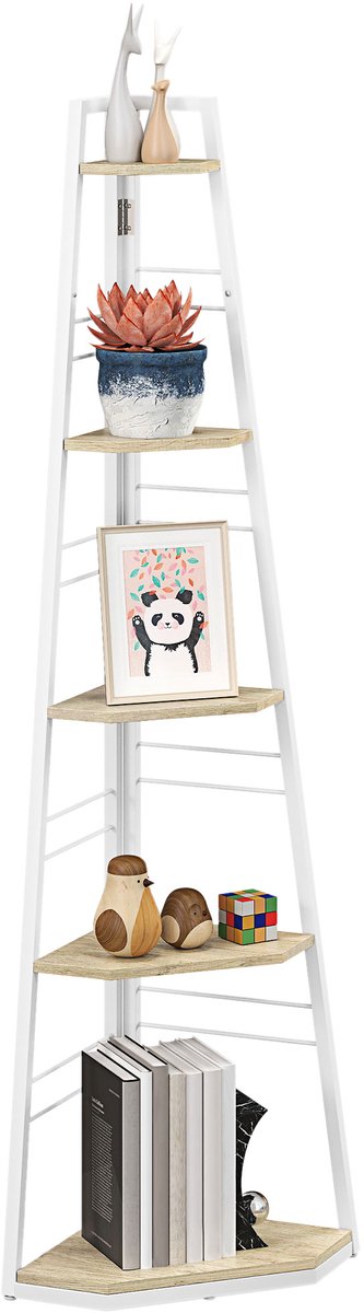 TEKROA® Vijfdelige hoekplank - 160H x 37.5W x 37.5D cm -wit