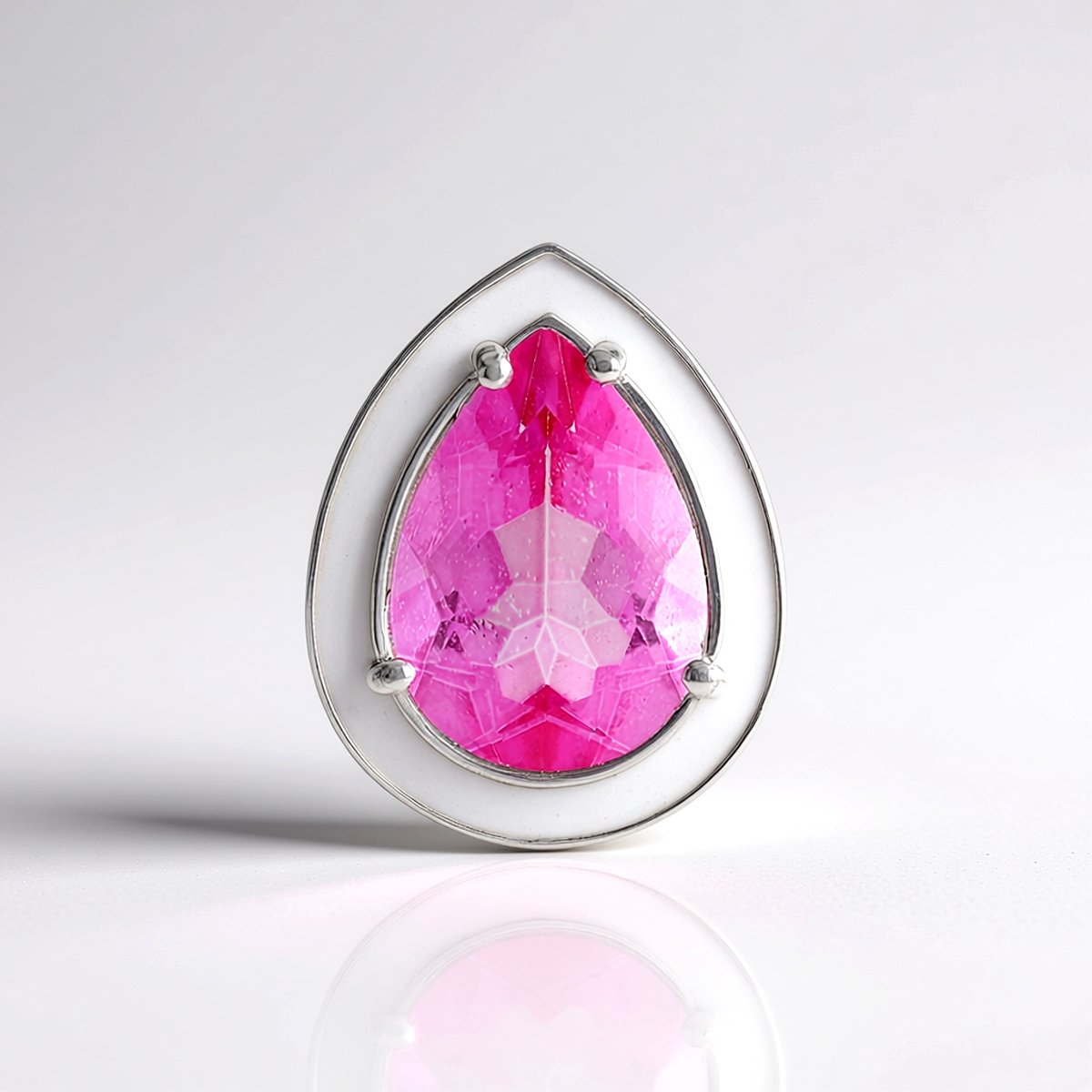 Cavill - Zilveren hanger met 4,75 ct Braziliaanse roze kwarts - 925 sterlingzilver met platinering - elegante druppelvormige facetten hanger