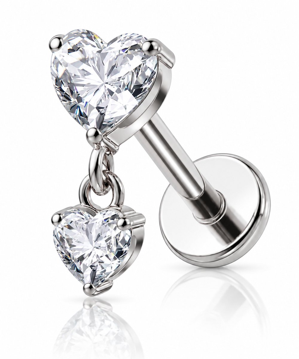Maevi® Piercing voor Oor - Kleur: Goud - Formaat: 12 x 6 MM - Heart / Hartje / Hart / Love - Titanium - Tragus / Kraakbeen / Helix / Conch - Oorpiercing - Piercing Sieraad - Hoge Kwaliteit - Labret Piercing - Luxe Sieraad - Oorbellen