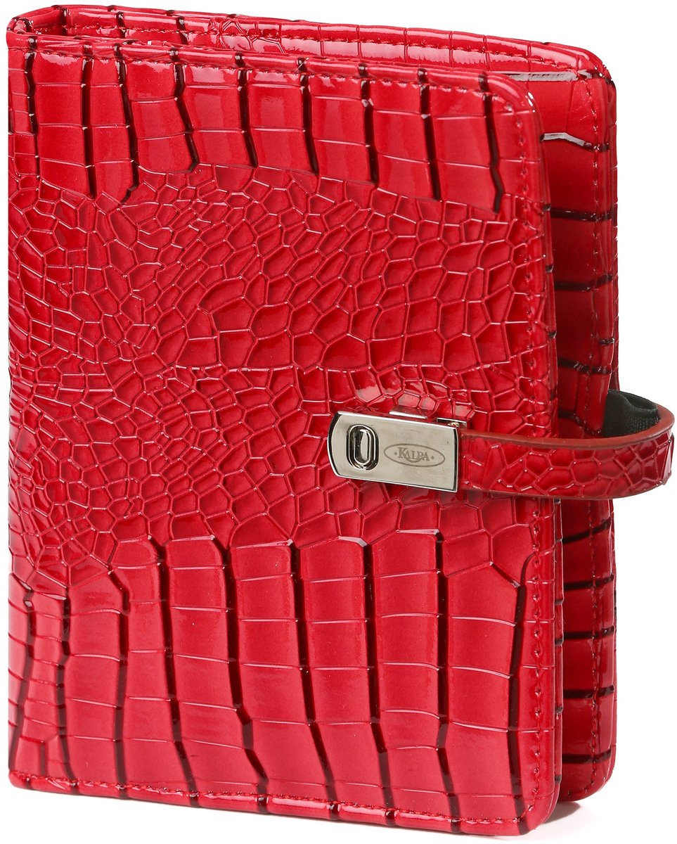 1311-62 Pocket organizer – glanzend rood kroko, kunstleer 1 week per 2 paginas 2026-2027-2028