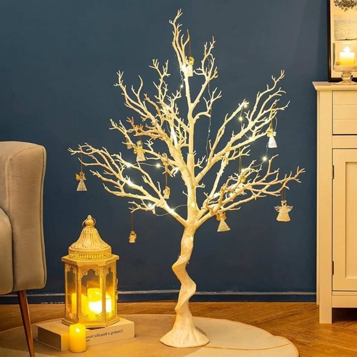 105 cm Witte takkenboom voor Pasen - Decoratieve takken voor binnen en buiten - Grote ornamentale wensboom voor bruiloften, kerst en feestelijke evenementen