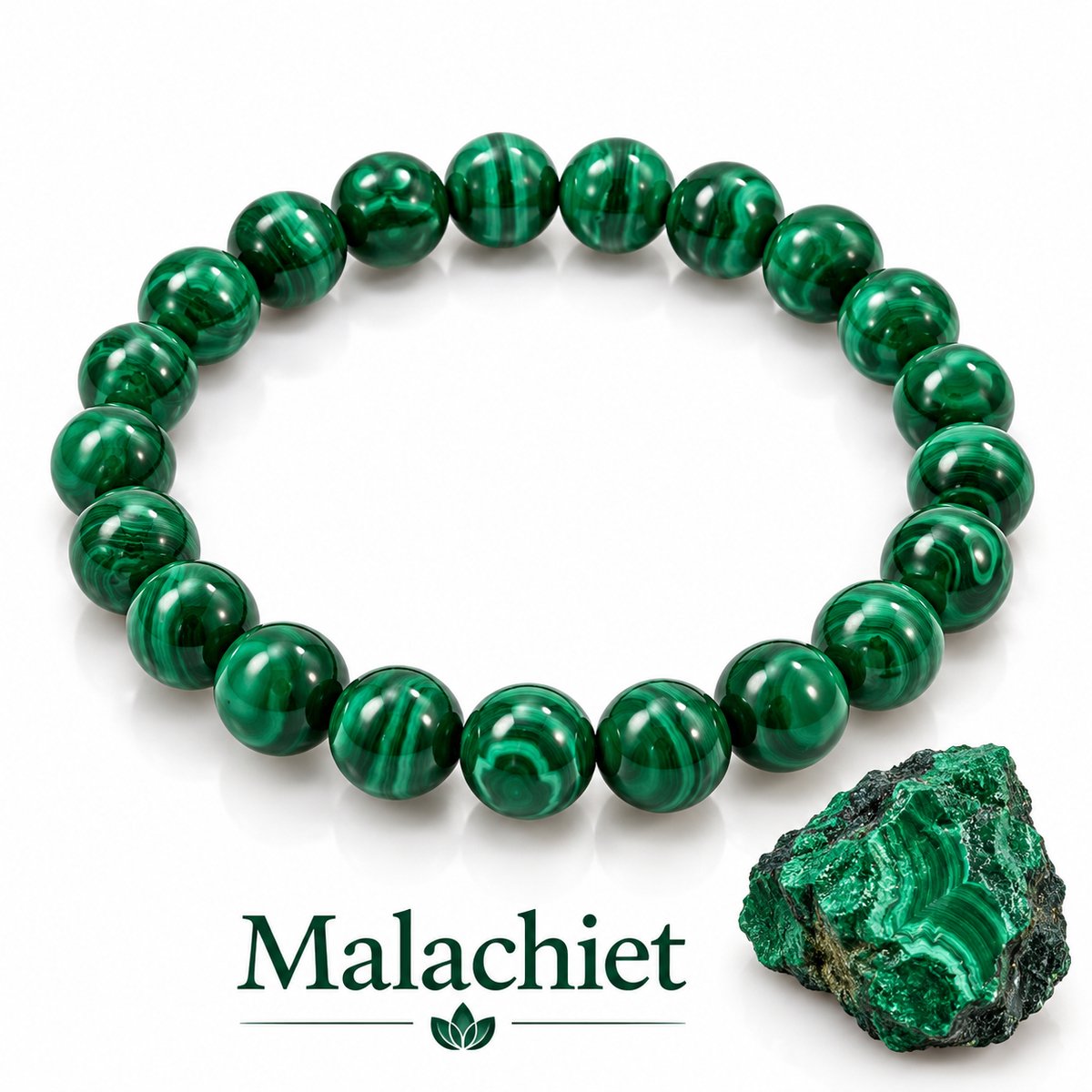 S4H® Malachiet Edelstenen Armband – 8 mm Kralen – 18 cm – Premium Kwaliteit – Handgemaakt Unisex – Balans, Bescherming & Kracht