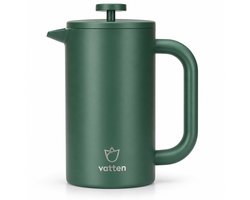 Vatten® Premium RVS French Press - Donkergroen - 1 Liter - Dubbelwandige Koffiemaker - Cafetière
