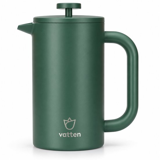 Vatten® Premium RVS French Press - Donkergroen - 1 Liter - Dubbelwandige Koffiemaker - Cafetière