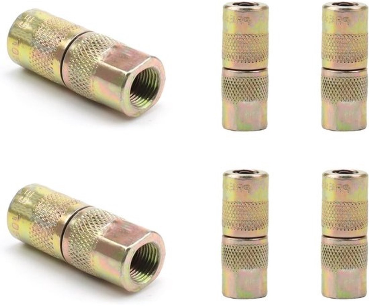 6 stuks vetpersadapters met plat mondstuk - antilek - voor hydraulische vetpers en spuitmondjes