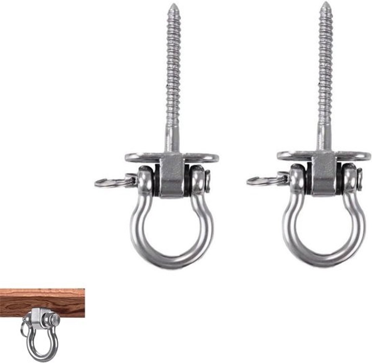 2 Stuks Zilver Witte Plafondhaak Beugel - 180° Draaibare Haak voor Schommels, Yoga Ringen en Zandzakken