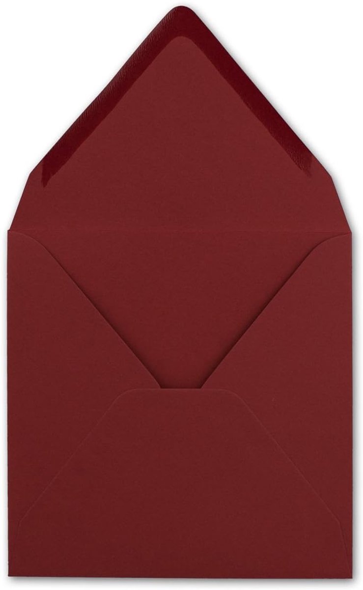 50 vierkante enveloppen, donkerrood, 15,5 x 15,5 cm, 110 g/m², natte plakrand postenveloppen zonder venster, ideaal voor Kerstmis, wenskaarten, uitnodigingen van je Glüxx-Agent