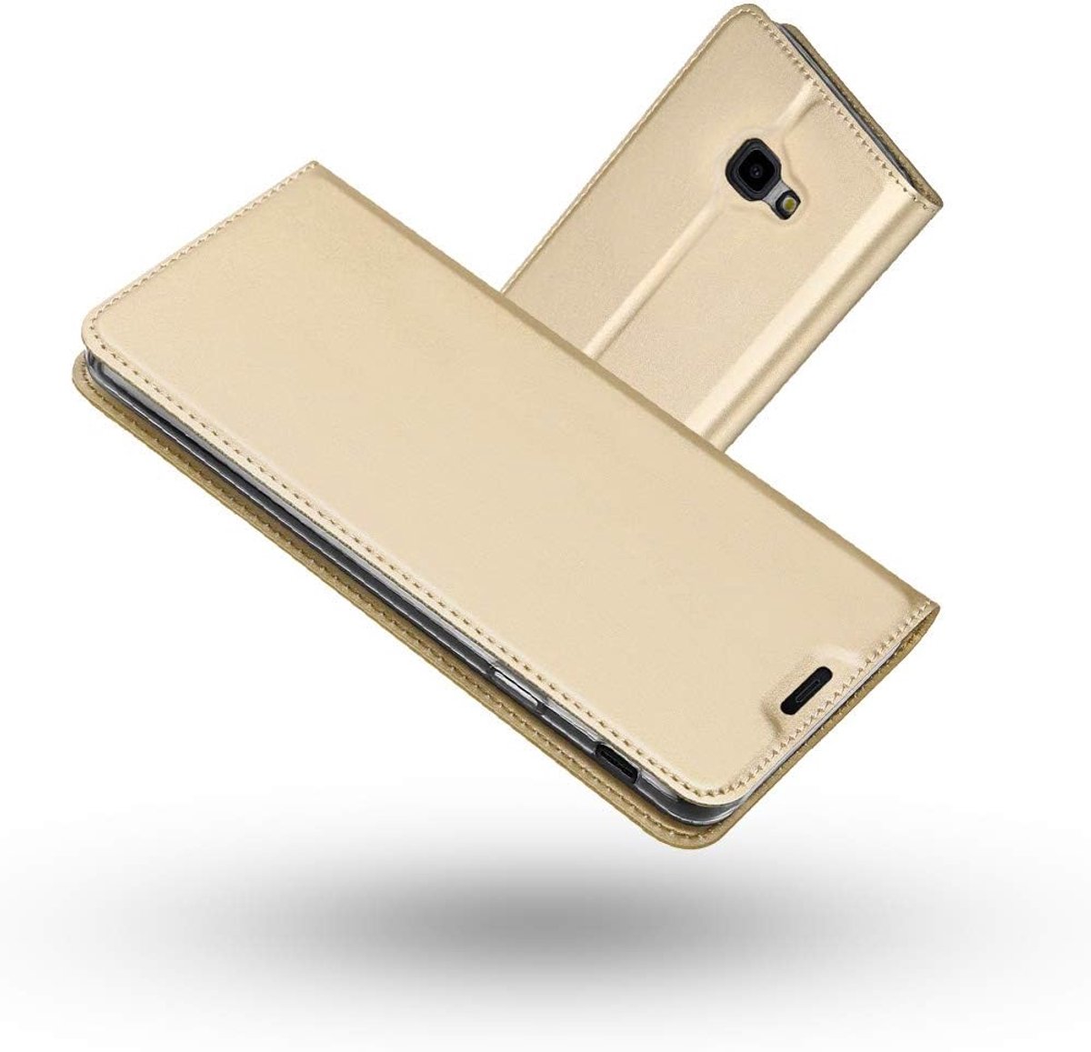 Galaxy J4 Plus 2018 Case, Premium PU Lederen Flip Wallet Case Met TPU Shockproof Inner Shell Stand Functie Folio Flip Case Cover Voor Samsung Galaxy J4 Plus 2018 (goud)