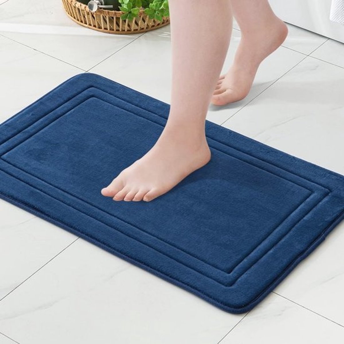Badmat - Badkamertapijt Douchemat - Vocht Absorberen - Antislip Traagschuim - 40 x 60 cm - Marineblauw