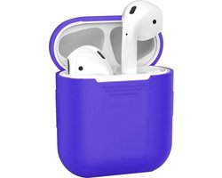 Hoesje - Geschikt voor Apple Airpods 2 - Siliconen Hoes met Clip - Silicone Case Cover - Donkerblauw