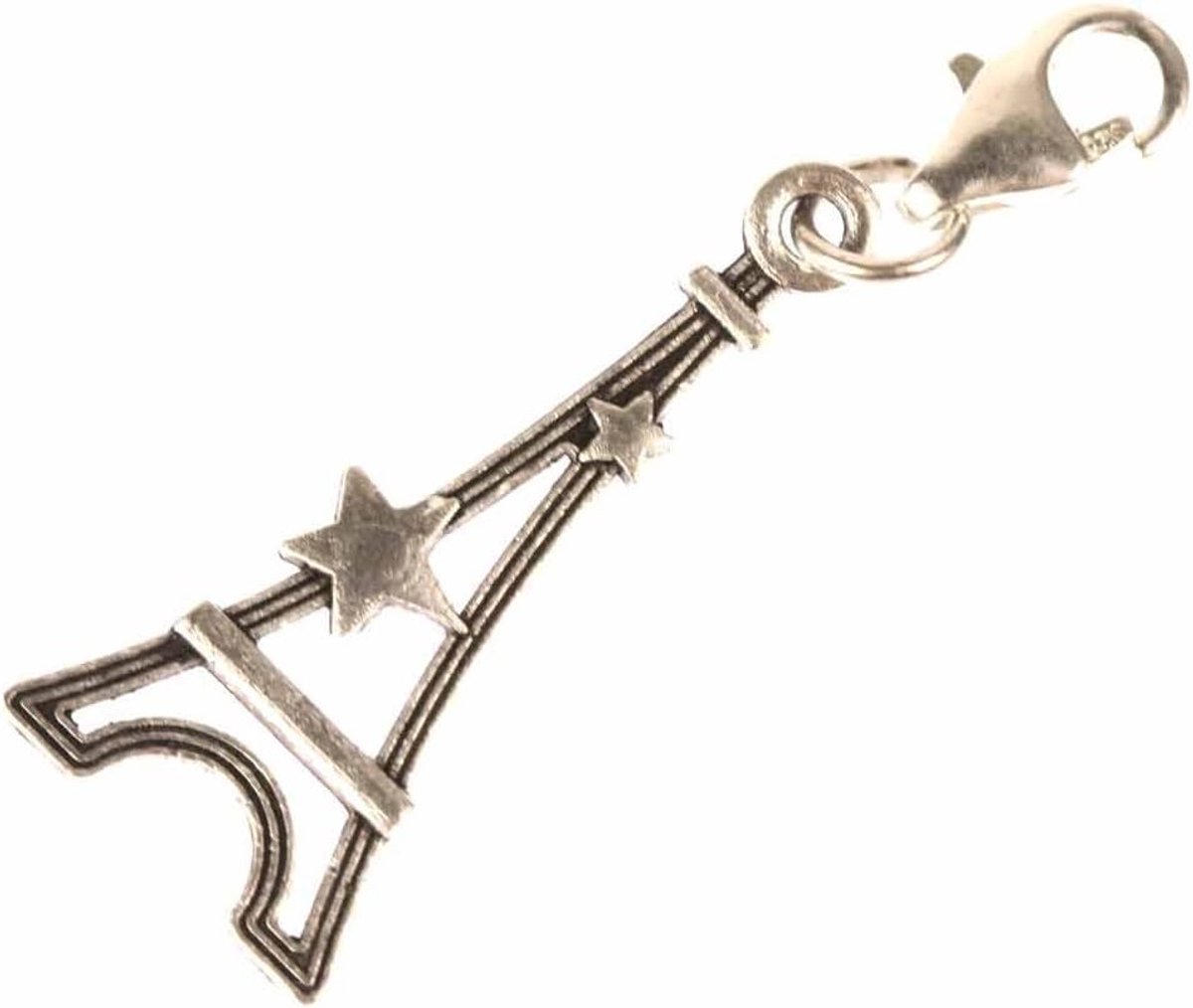 Eiffeltoren bedel Eiffeltoren Parijs Frankrijk - handgemaakt modesieraad I kettinghanger verzilverd - bedelhanger bedelarmband - hanger voor armband, 27mm, Metaal, Geen edelsteen