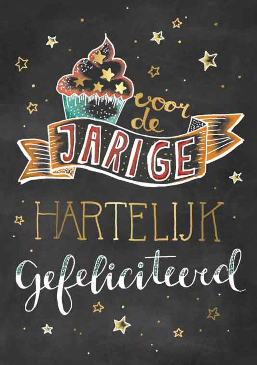 Luxe Wenskaart Verjaardag - Wenskaarten - Verjaardagskaart - Jarig - Happy Birthday - Geburtstag - Anniversary - Serie Sketch'd - Artige - Kaart - 1 Stuks - In Folie - Gratis Verzonden - Hoge Afnamekortingen - 12x17cm