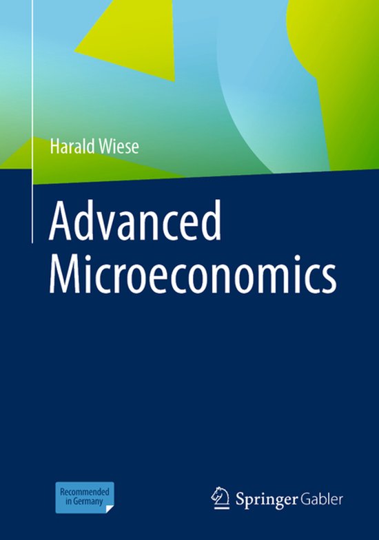 Boek "Advanced Microeconomics" van Harald Wiese, met een abstracte, kleurrijke omslag en het Springer Gabler logo.