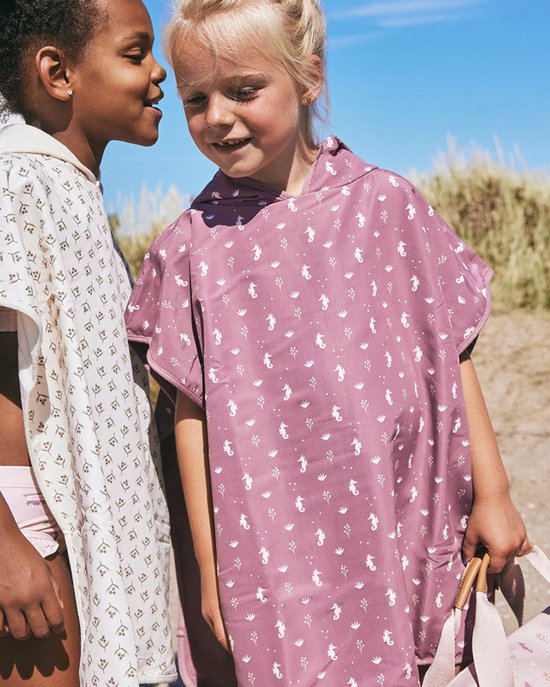Fresk UV badponcho one size - Badcape met Capuchon - Sneldrogend Strandlaken - Meisjes - Roze - Seahorse van Merkloos — afbeelding 3