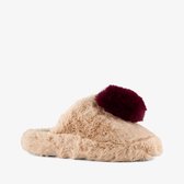 Thu!s dames instappers pantoffels met hartje beige bruin - Maat 37 - Sloffen
