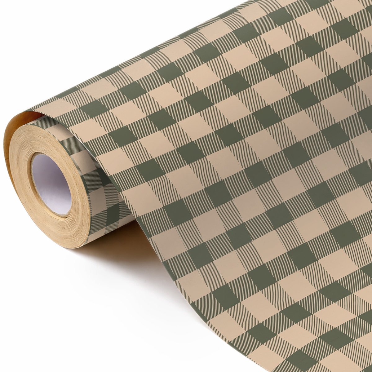 Rol kerstcadeaupapier - 43*500cm - Geruit kraftpapier - Cadeaupapier - Geschikt voor Kerstmis - Unisex - Eenvoudige stijl - Geschikt voor cadeauverpakking, knutselen, kerstversiering en doe-het-zelf-projecten - Groen