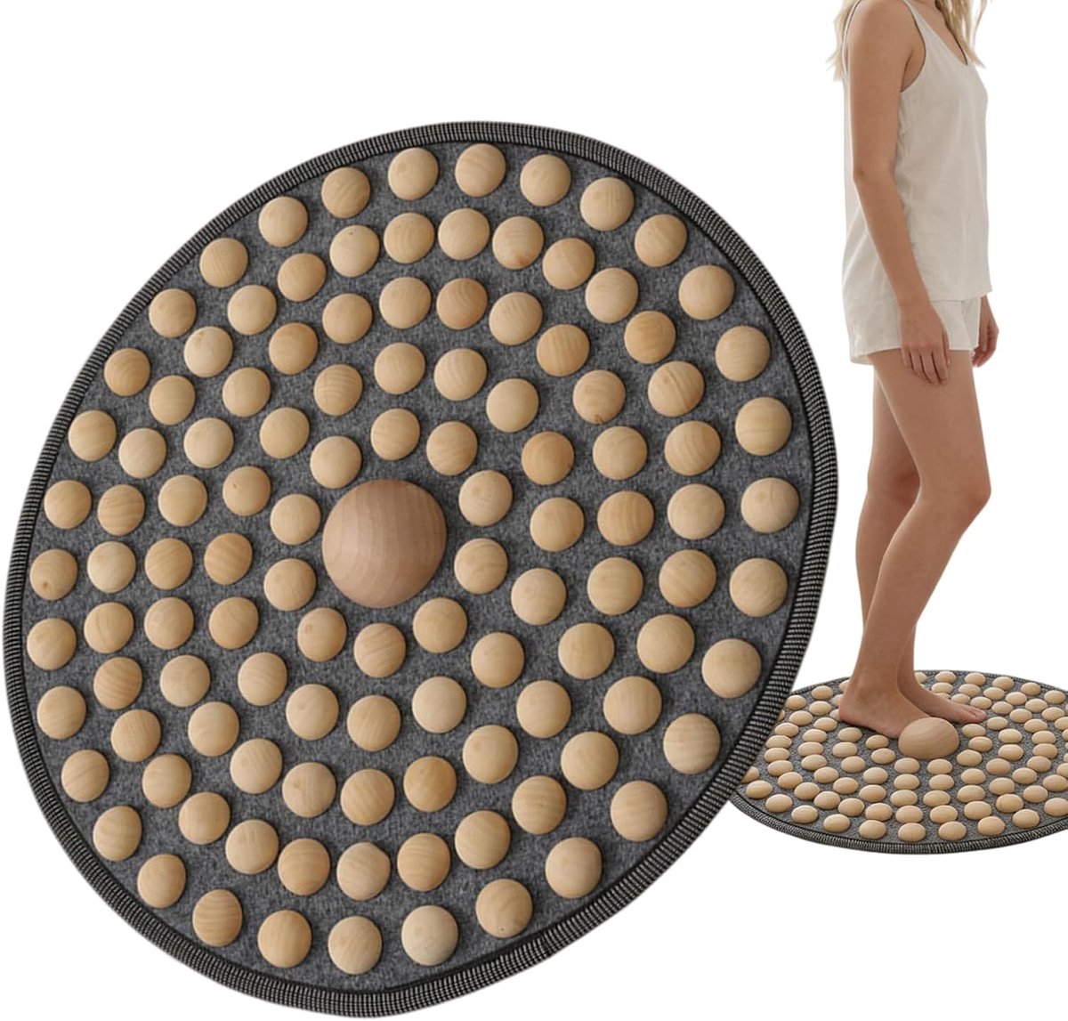 Voetmassagemat van hout, antislip acupressuurpad, ergonomische pijnverlichting, anti-vermoeidheidsgereedschap, natuurlijke houten reflexzonemassagemat voor ontspanning, massageapparaat