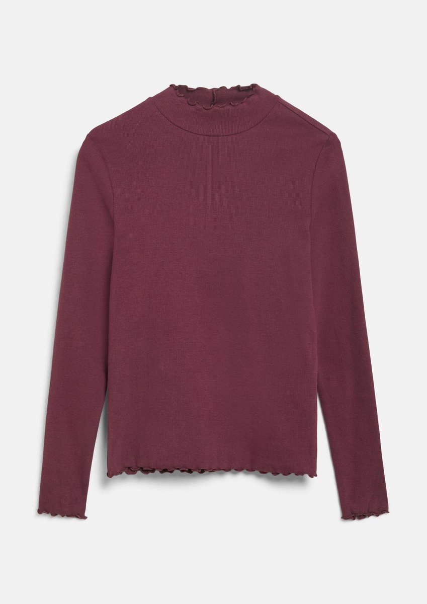 s.Oliver - female - Zacht geribbeld shirt in slim fit met opstaande kraag