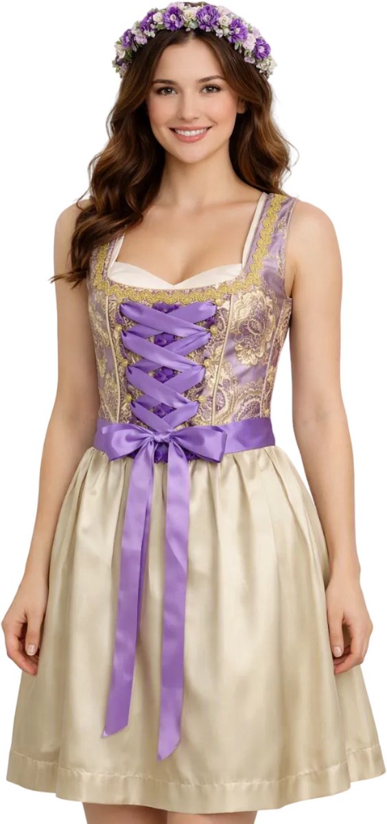 Dirndl Viktoria Paars-Goud Oktoberfest